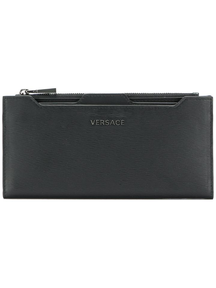 Versace Long Logo Wallet - Black
