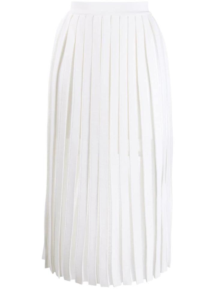 Balmain Pleated Midi Skirt - White