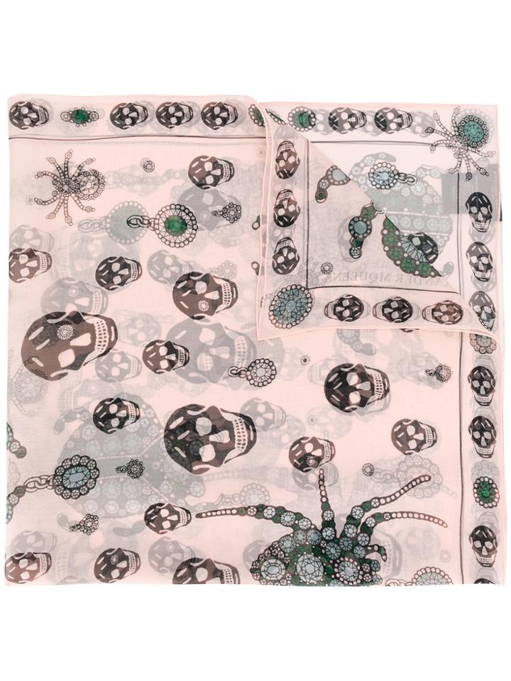 Alexander Mcqueen Skull Print Scarf - Nude & Neutrals