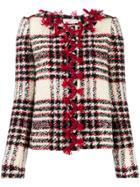 Tory Burch Embroidered Crystal Buttons Tweed Jacket - White