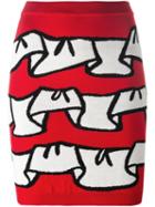 Boutique Moschino 'draped' Pattern Fitted Skirt, Women's, Size: 38, Red, Virgin Wool