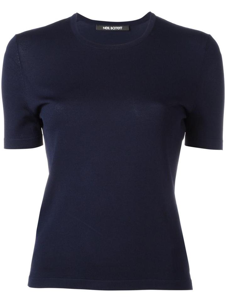 Neil Barrett Fitted Top, Women's, Size: Large, Blue, Viscose/nylon