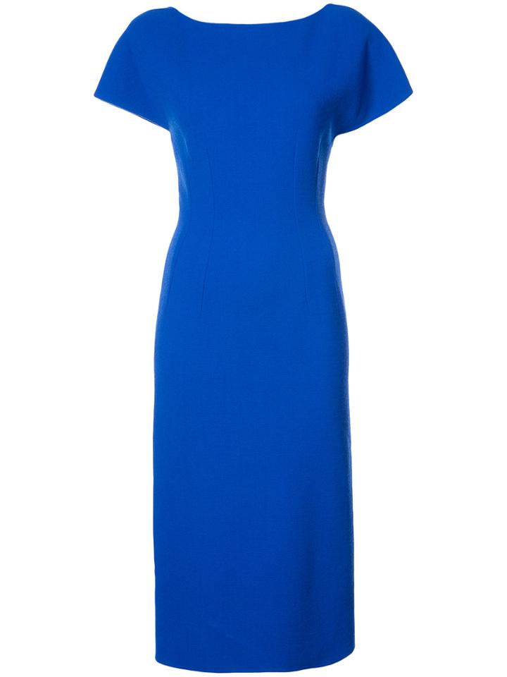 Oscar De La Renta Cap Sleeve Pencil Dress - Blue
