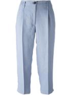 Forte Forte Front Pleat Cropped Pants, Women's, Size: 0, Blue, Linen/flax