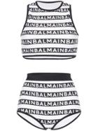 Balmain Logo Print Tankini - Black
