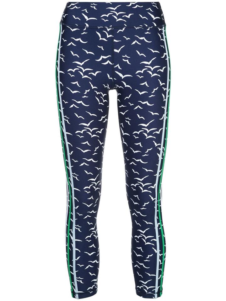 The Upside Side Stripe Print Leggings - Blue