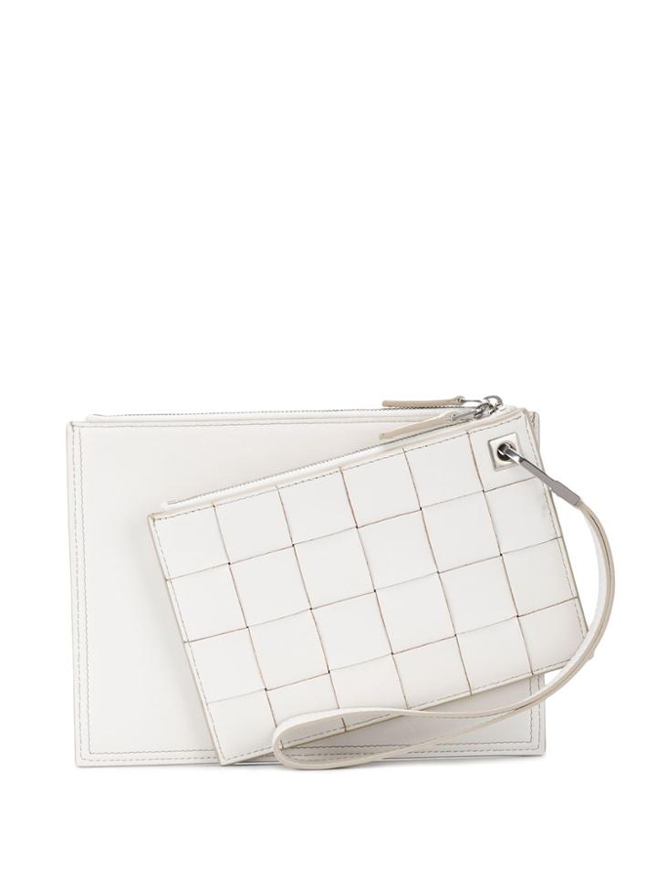 Bottega Veneta Intrecciato Weave Clutch Bag - White