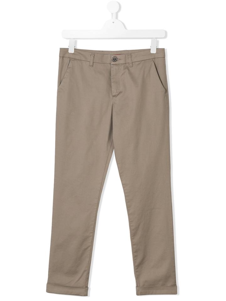 Paolo Pecora Kids Straight Leg Chinos - Brown