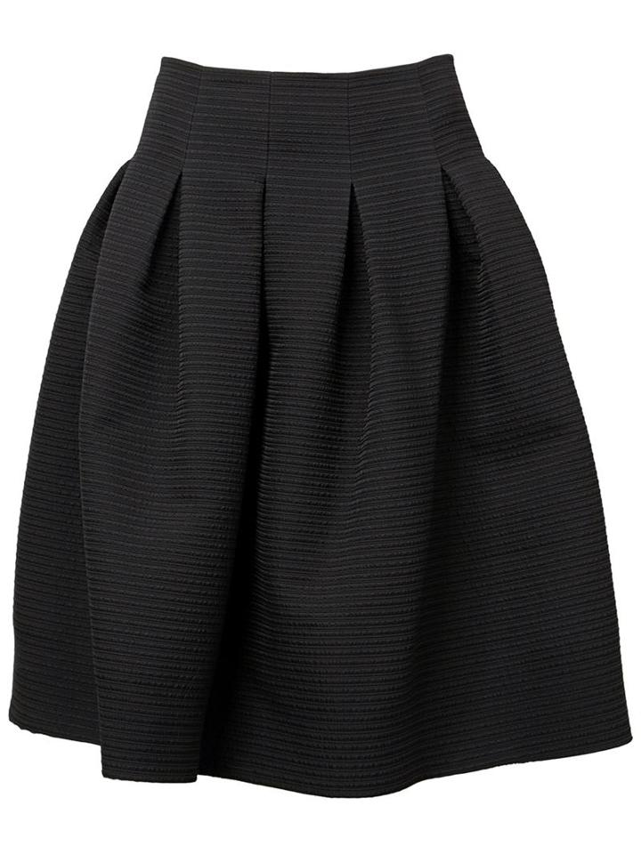 Oscar De La Renta Pleated Puff Skirt, Women's, Size: 10, Black, Silk/acrylic/nylon/acetate