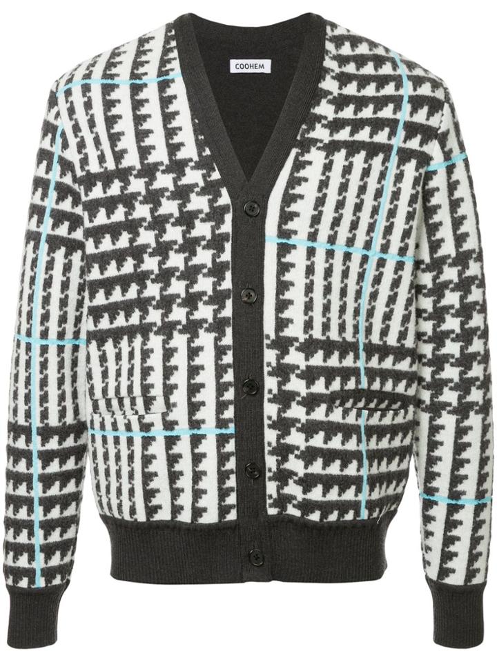 Coohem Checked Jacquard Cardigan - Grey