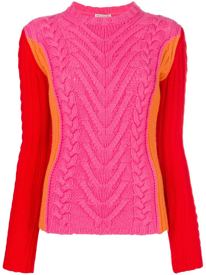 Emilio Pucci Cable Knit Blockcolour Jumper - Multicolour