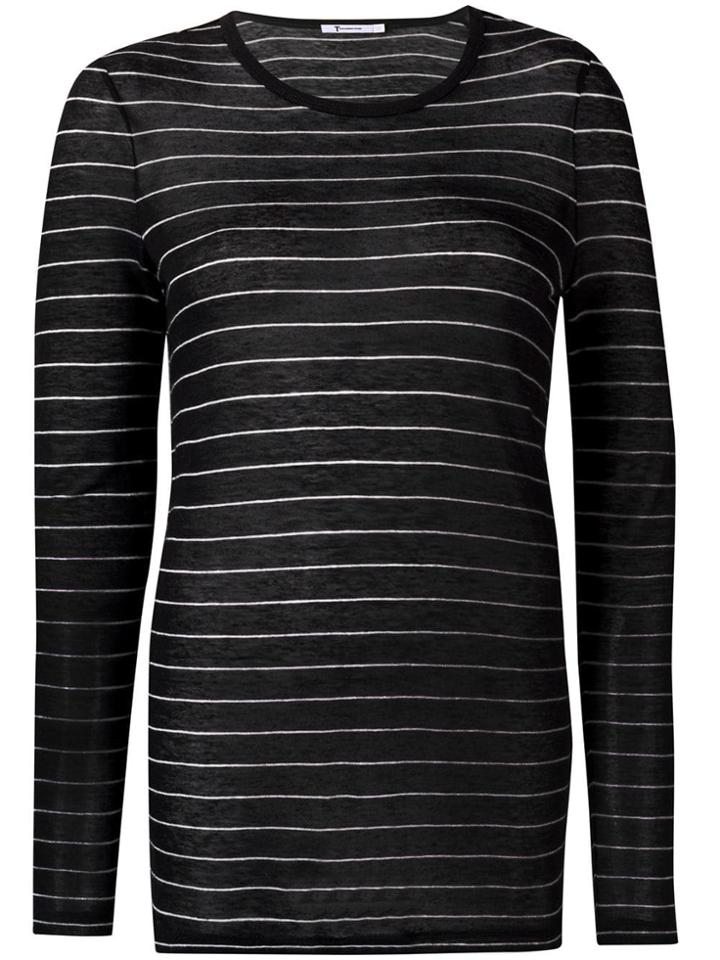 T By Alexander Wang Striped Long Sleeve Top - Black