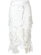 Sacai Asymmetric Textured Denim Skirt - White