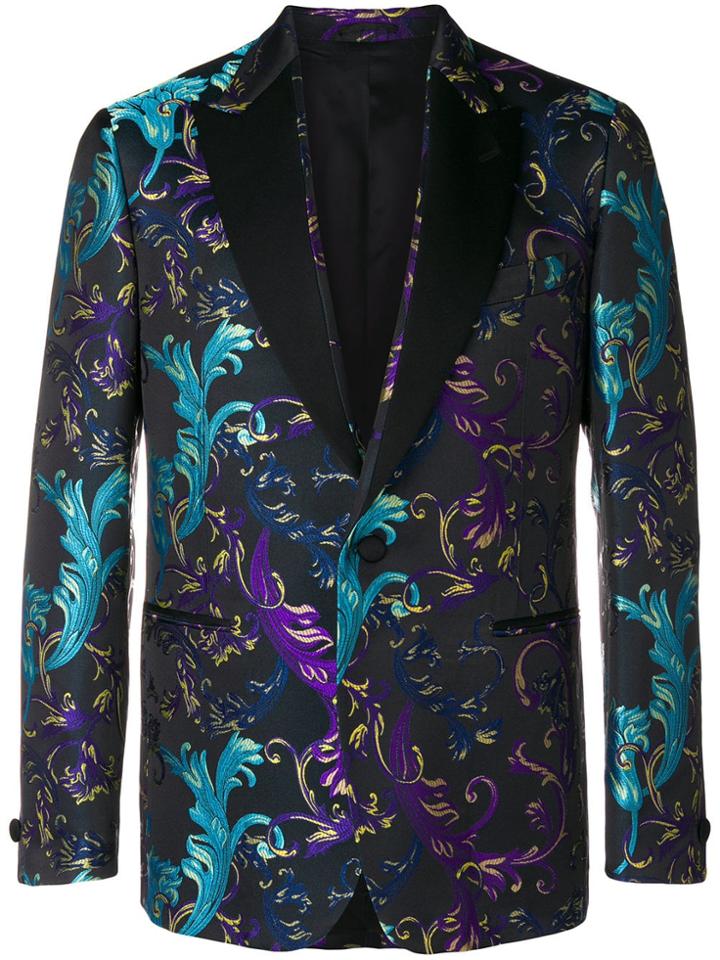 Versace Jacquard Button Blazer - Black