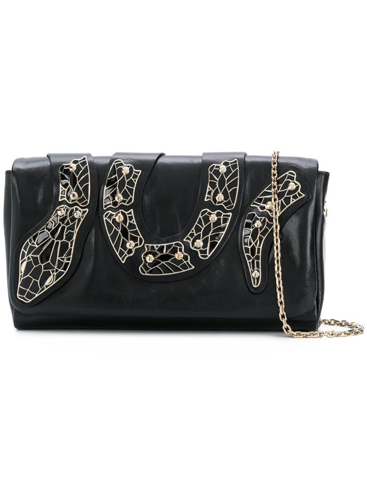 Red Valentino Enamelled Snake Shoulder Bag - Black