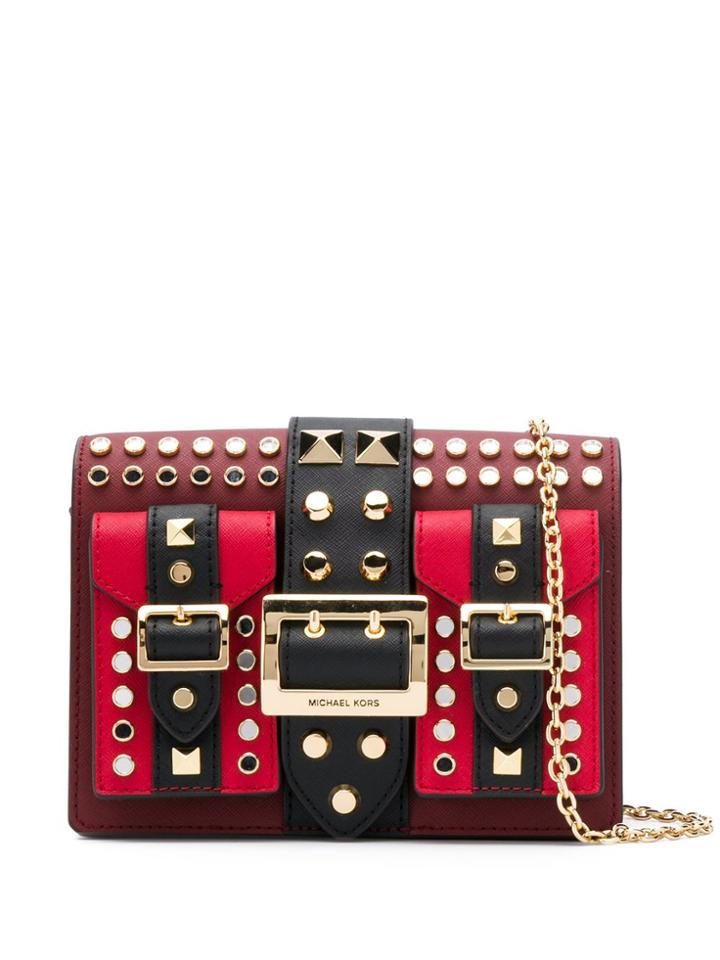 Michael Michael Kors Hayden Studded Satchel Bag - Red