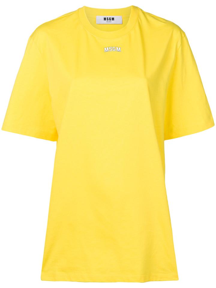 Msgm Oversized Branded T-shirt - Yellow & Orange