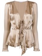 Tomas Maier Tied Ruffled Blouse - Nude & Neutrals