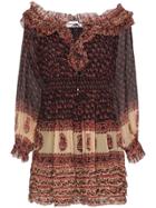 Zimmermann Silk Ruffle Mini Dress - Brown