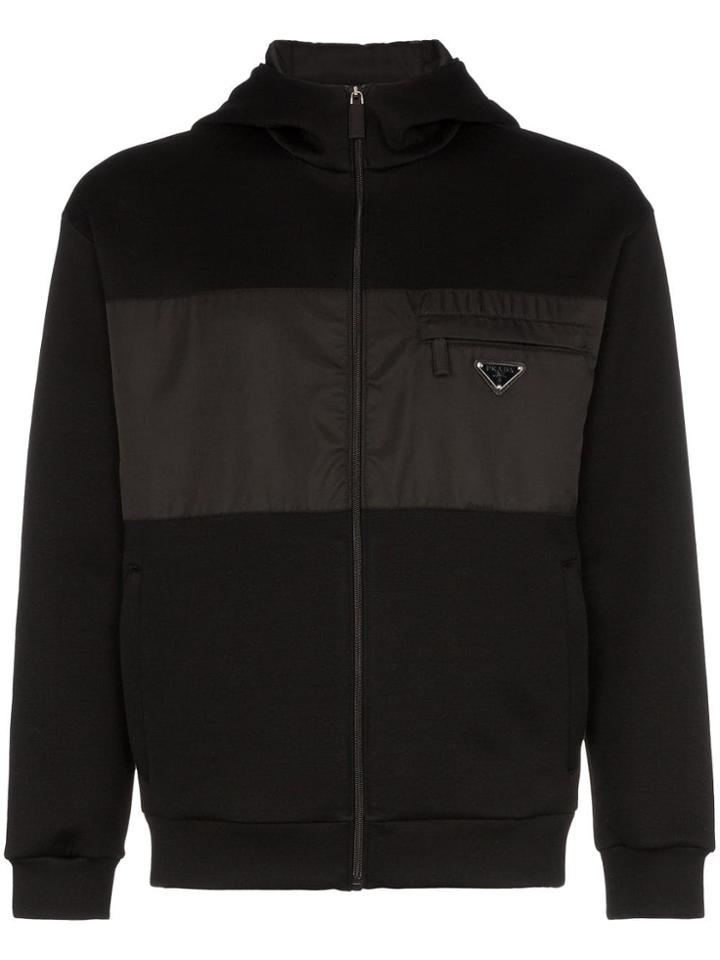 Prada Zip Up Hooded Jumper - Black