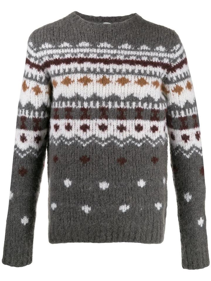 Eleventy Embroidered Sweater - Grey