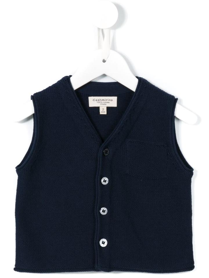 Cashmirino V-neck Gilet, Toddler Boy's, Size: 4 Yrs, Blue
