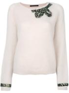 Luisa Cerano - Bow And Cuff Embellished Sweater - Women - Polyamide/mohair/wool - 40, Nude/neutrals, Polyamide/mohair/wool