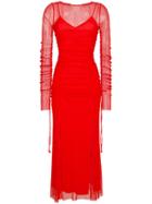 Dvf Diane Von Furstenberg Fringed Mesh Dress - Red