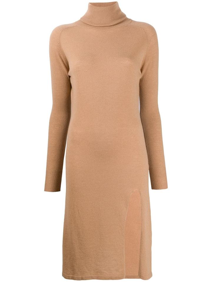 Laneus Knitted Turtleneck Dress - Neutrals