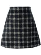 Gucci Metallic Check A-line Skirt, Women's, Size: 44, Black, Silk/acrylic/polyamide/metallic Fibre