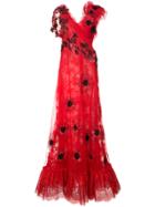 Rodarte Floral Lace Maxi Dress - Red