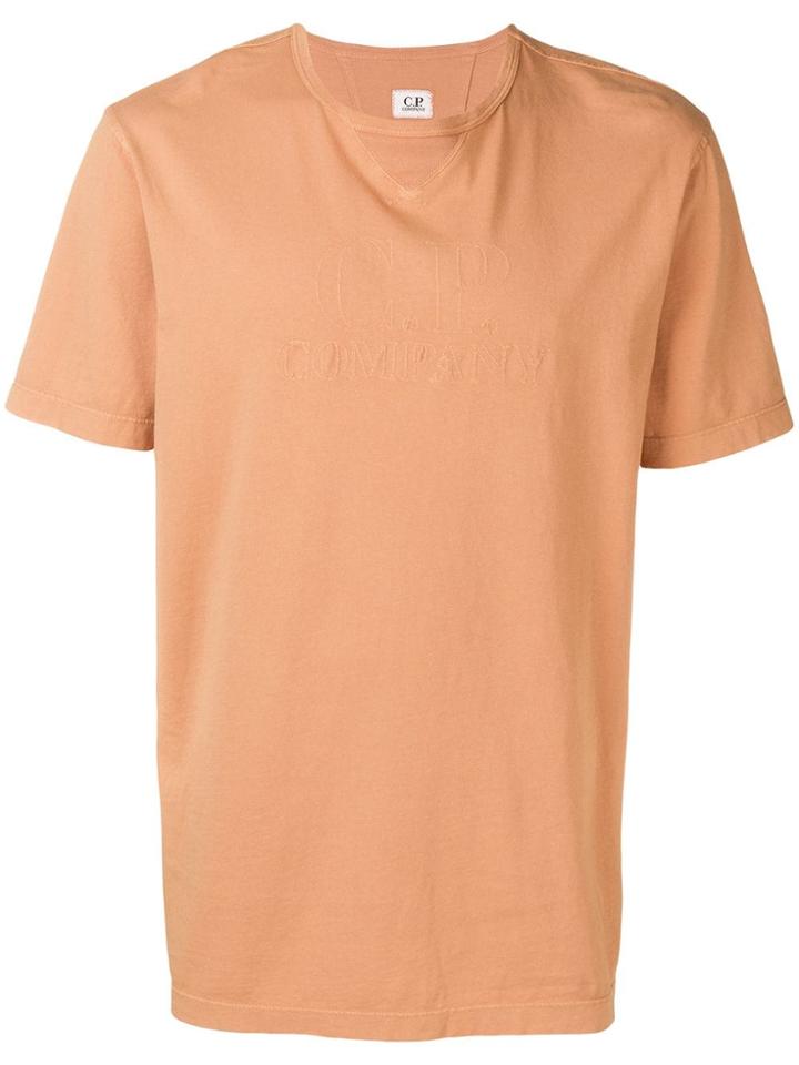 Cp Company Logo Embroidered T-shirt - Orange