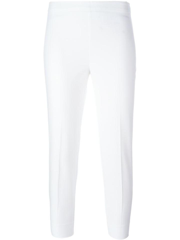 Boutique Moschino Cropped Skinny Trousers, Women's, Size: 38, White, Cotton/other Fibers