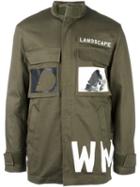 Cy Choi Printed Military Jacket, Men's, Size: 50, Green, Cotton/polyester/wool/nylon