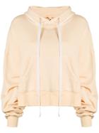 Unravel Project Cropped Ribbed Detail Hoodie - Nude & Neutrals