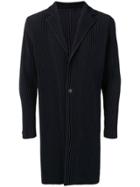 Pleats Please By Issey Miyake Ribbed-style Long Jacket - Blue