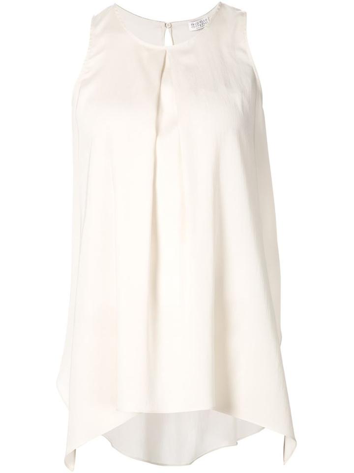Brunello Cucinelli Sleeveless Top, Women's, Size: L, White, Silk/spandex/elastane