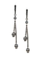 Alexander Mcqueen Embellished Skull Clip-on Earrings - Metallic