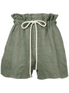 Bassike Paper-bag Shorts - Green