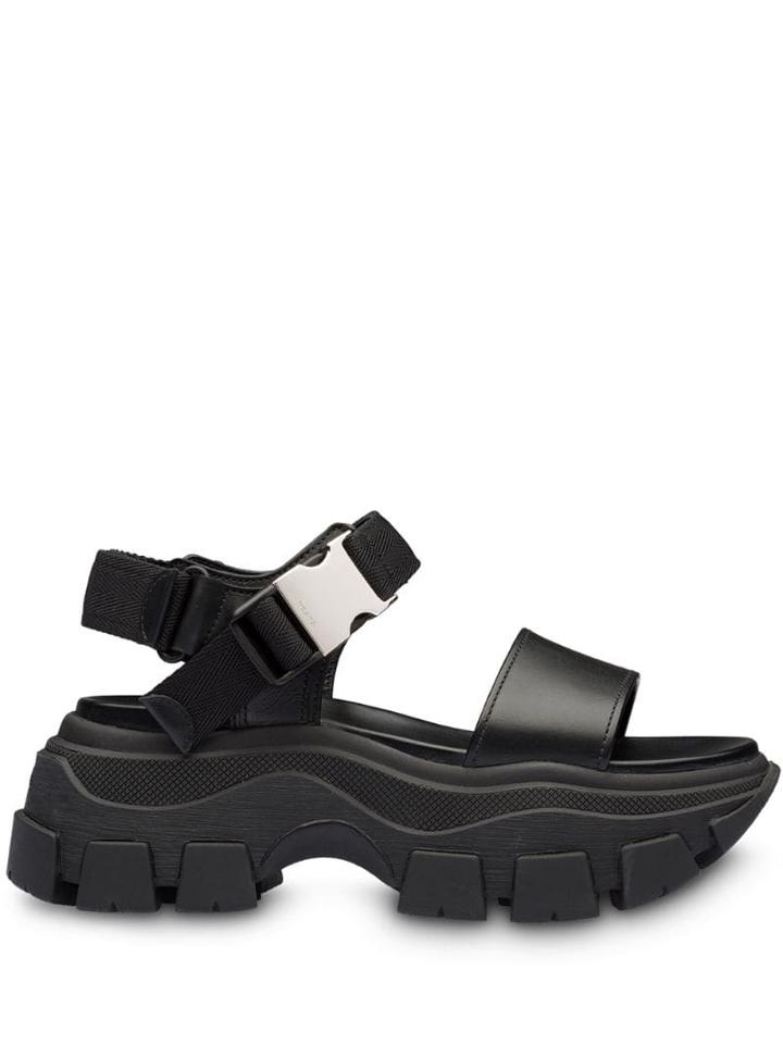 Prada Block Sandals - Black