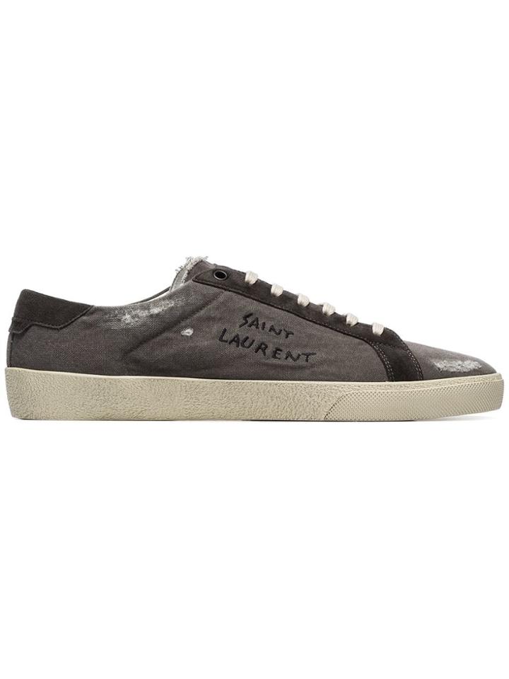 Saint Laurent Logo Writing Court Classics - Grey