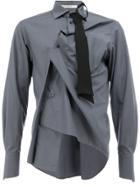 Aganovich Gathered Tie Detail Shirt - Grey