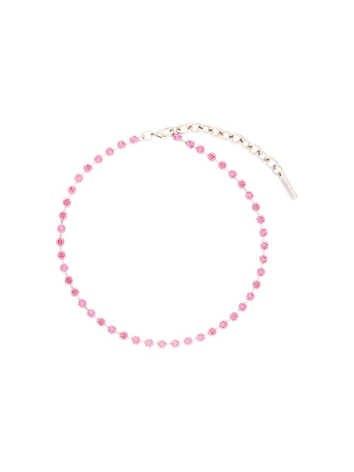 We11done Embellished Short Necklace - Pink & Purple