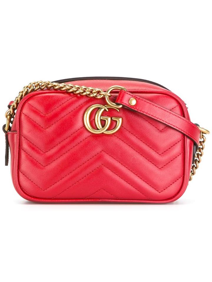 Gucci Mini Gg Marmont Crossbody Bag, Red, Calf Leather