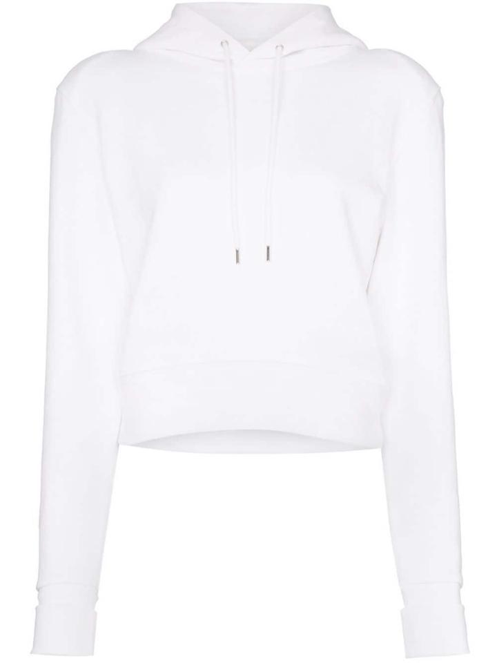 A Plan Application Judo Cropped Cotton Hoodie - White