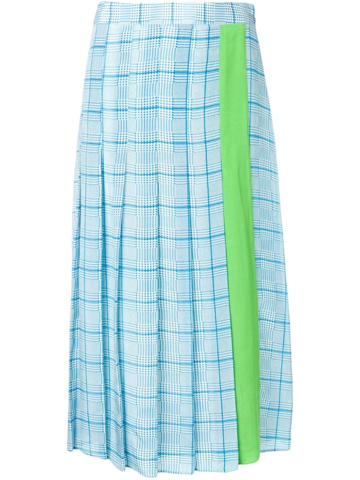 Essentiel Antwerp Check Pattern Pleated Skirt - Blue