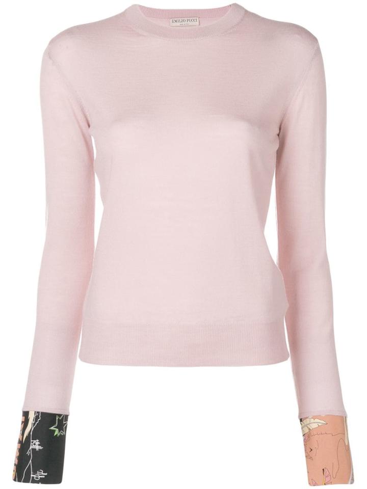 Emilio Pucci Silk Cuffed Crew Neck Sweater - Pink & Purple