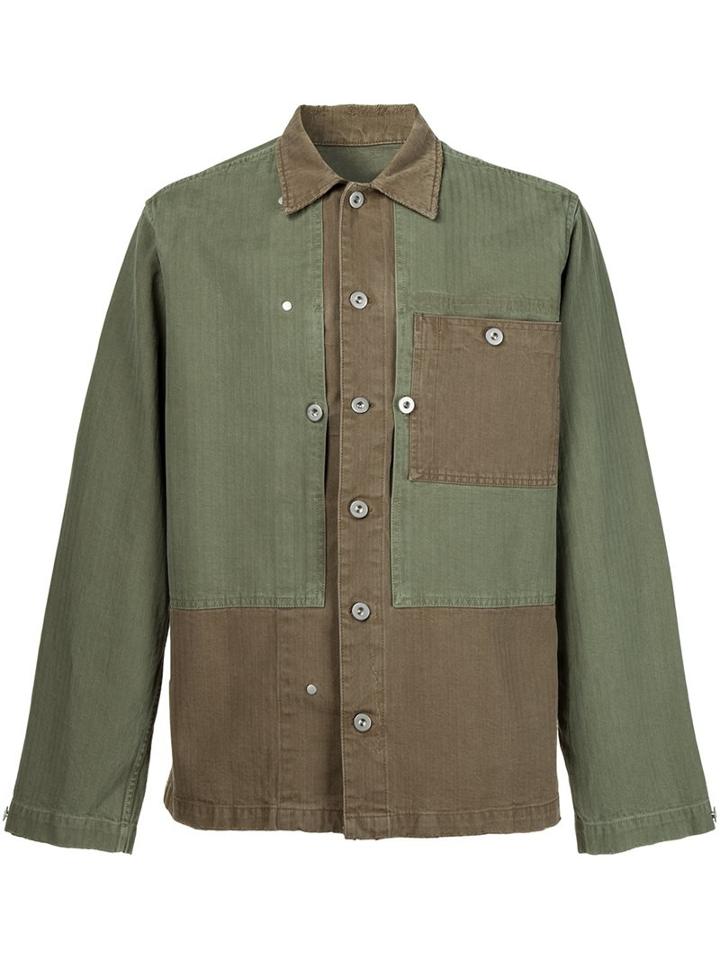 Maison Margiela Panelled Shirt Jacket, Men's, Size: 42, Green, Cotton