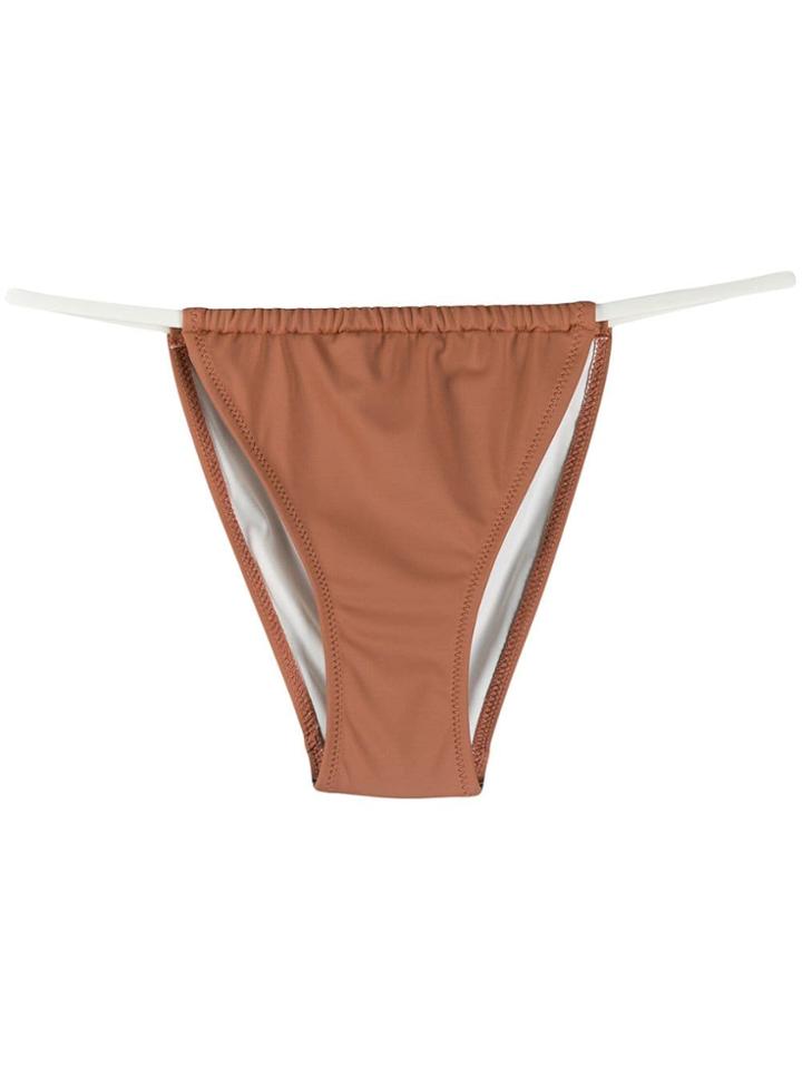 Solid & Striped String Bikini Bottoms - Neutrals