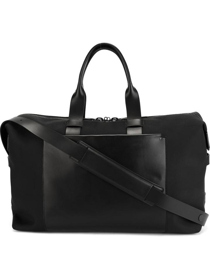Troubadour Fabric & Leather Weekender, Black, Nylon/leather/cotton